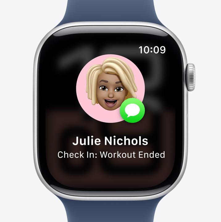 Ekran funkcji Daj?zna? na Apple?Watch pokazuj?cy, ?e znajoma osoba zakończy?a trening.